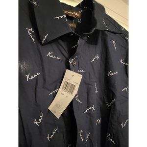 Michael Kors Men's Slim Fit Medium Stretch Long Sleeve Button Down Dress Shirt